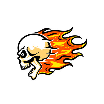 Scream Skull Flame Cartoon Vector