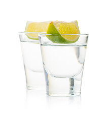 alcoholic drink in a glass with lime