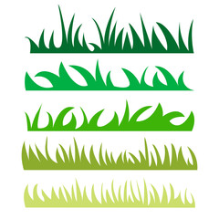 Набор различных видов травы. Силуэты зелени. Векторная иллюстрация
