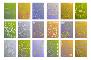 Biomedical brochure cover templates vector set.