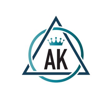 Initial Letter AK Circle Triangle Logo Design Template. Creative template logo