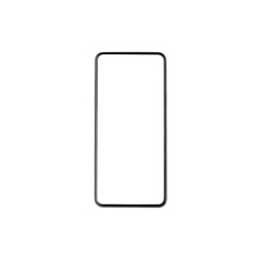 Black smartphone frame blank screen white background isolated closeup, mobile phone template, modern design cellphone mockup, electronic device concept, digital display, empty copy space for your text