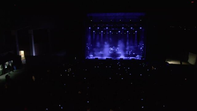 Aerial view rock concert. Good light during a concert