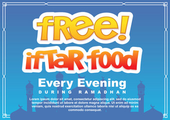 Obraz premium free iftar food every evening during ramadan sign. food donation poster template vector illustration