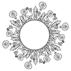 dandelion frame border dd ww herb isol
