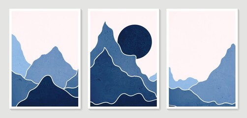 Collection modern minimalist art print. Abstract mountain contemporary aesthetic backgrounds landscapes. Arts design for wall framed prints, poster, cover, home decor, canvas prints, wallpaper.