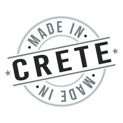 Made In Crete Stamp. Greece Logo Icon Symbol Design. Badge Vector Retro Label Seal National Product.