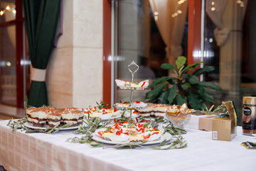 Wedding decor in a restaurant on the table