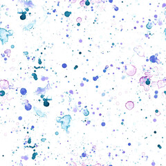 Pattern abstract paint spots on white background. Color watercolor stains and blots.