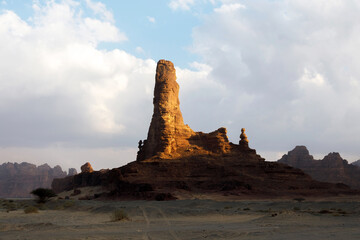 Typical landscape with eroded mountains in the desert oasis of Al Ula in Saudi Arabia - 426017172