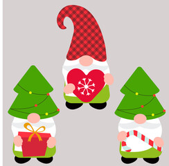 Cute Christmas gnome, vector illustration