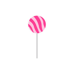 Colorful sweet lollipop. Round candy on a stick. Delicious and appetizing. Vector illustration.