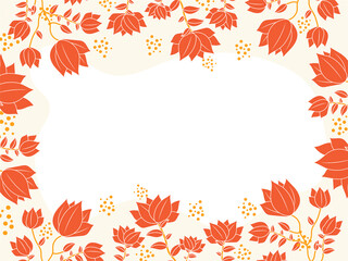 Orange Flowers With Leaves Decorated On White Background And Given Space For Text.