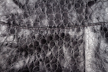 Artificial black reptile leather texture background