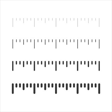 A set of markings for rulers. Measurement scale. Vector illustration