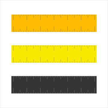 A set of rulers. Measurement scale. Stationery store. A tool for education or construction. Vector illustration