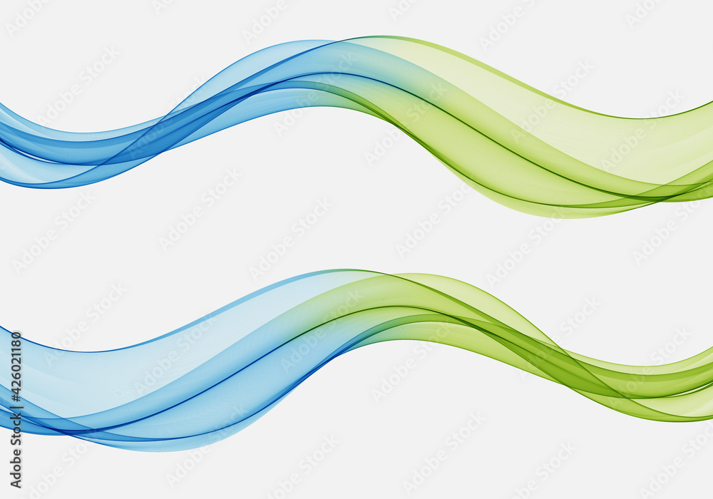 Wall mural abstract wave design element blue and green wave flow background wave flow set