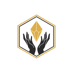 Woman hands gesture with diamond silhouette vector illustration