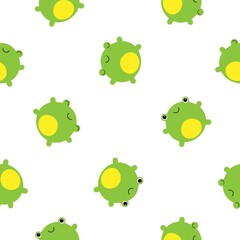 seamless pattern with cute happy baby frog - vector illustration