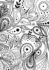 Abstract ornaments on white background, illustration. Coloring page