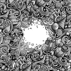 Cartoon hand-drawn doodles holidays illustration