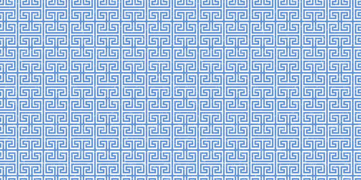 Greek key vector seamless pattern, geometric background, blue grunge meander ornament, roman line print. Abstract graphic illustration