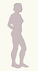 The female silhouette stands sideways. Vector drawing