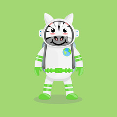 Illustration vector cartoon of cute zebra with astronaut costume. Childish cartoon design suitable for product design of children's books, t-shirt, greeting cards etc