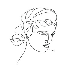 Woman line drawing line art flower head vector image. Logo