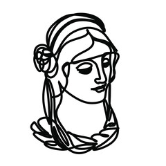 Woman line drawing line art flower head vector image. Logo