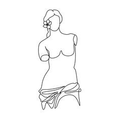 Woman line drawing line art flower head vector image. Logo