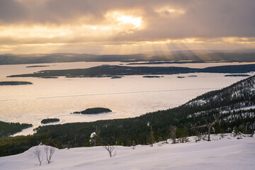 The natural scenery in winter, a popular travel destination in Russia, the forest natural scenery of Murmansk.