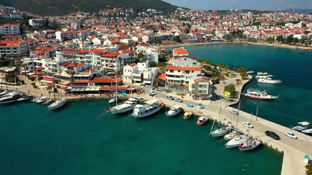 Aerial view of 'Datca' city and Aegean sea coast Mugla-TURKEY