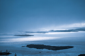 The natural scenery in winter, a popular travel destination in Russia, the forest natural scenery of Murmansk.