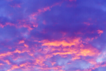 beautiful sunset sky with pink clouds as background