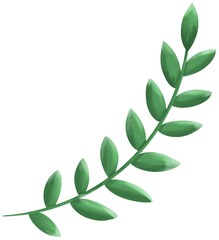 Obraz premium Tree branch with green leaves isolated on white background