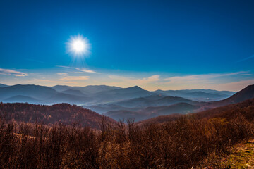 Sunshine over the Balkan mountains 