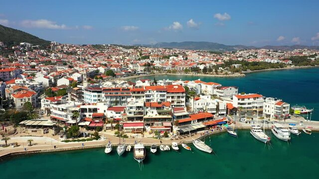 Aerial view of 'Datca' city and Aegean sea coast Mugla-TURKEY