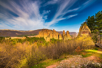 Beautiful sky over the ancient fortress Kaleto in Belogradchik, Bulgaria 