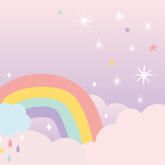 Obraz na płótnie Canvas Rainbow and twinkle stars background illustration