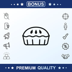 cake icon, sign, vector set, outline illustration concept. Extra vector elements for your design. Vector