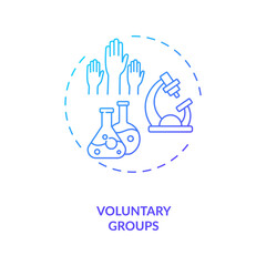 Voluntary groups concept icon. Trials sponsorship idea thin line illustration. Informal community groups. Participation in volunteering opportunities. Vector isolated outline RGB color drawing