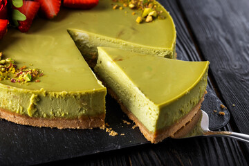 piece of Pistachio cheesecake