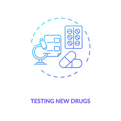 Testing new drugs concept icon. Trials type idea thin line illustration. Study procedures. Unexpected changes in health status detecting. Treatment value. Vector isolated outline RGB color drawing