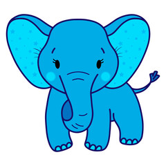 Cute elephant. Vector illustration, isolated on a white background. Scandinavian style flat design. Concept for children print.