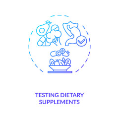 Testing dietary supplements concept icon. Clinical trials idea thin line illustration. Vitamins, minerals, herbal extracts. Providing potential health effect. Vector isolated outline RGB color drawing