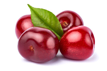 sweet cherry fruits isolated on white background