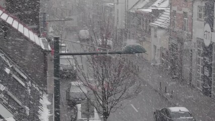 Bruxelles, Belgium, 6April 2021, snow April in the morning 