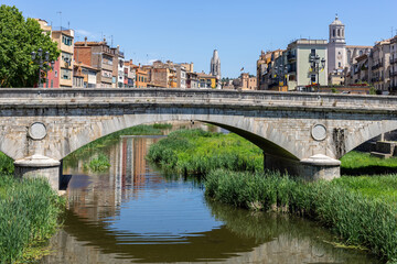 Naklejka premium View of the embankment in Girona - Catalonia, Spain