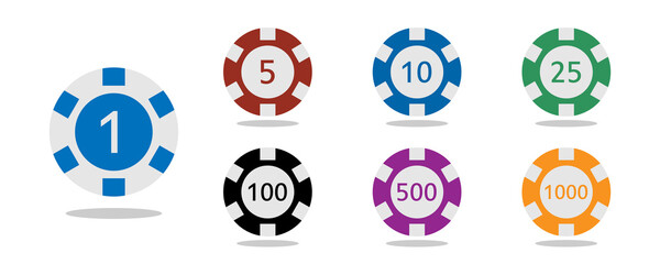 Casino coins chip set isolated on white background. Vector illustration © magnoliya1966